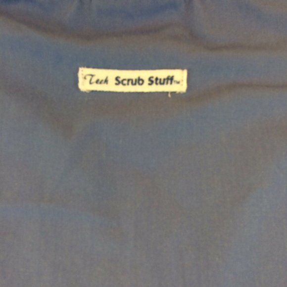 Medical Uniform Scrub Size Medium Stuff Tech Top Blue Short Sleeve Unisex - Picture 9 of 12